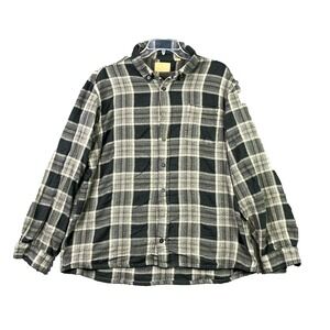 Red Head Ranch Flannel Shirt Mens XLT Black Gray Plaid Academia Hunt Button Down